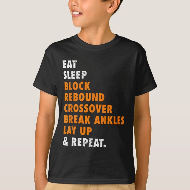 Camiseta Coma o Sono Basquete Repita Presente Divertido par (Frente)