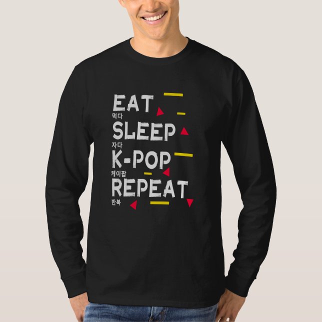 Camiseta Coma O Sono K Pop Repetir Impressão Coreano Para K (Frente)