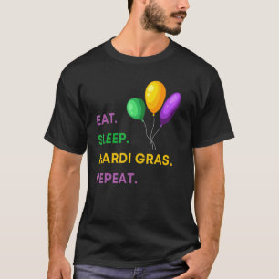 Camiseta Coma o sono Mardi Gras Repete o Festa de Carnaval 