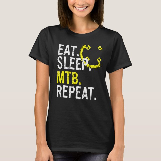 Camiseta Coma o sono MTB Repete a bicicleta de montanha 2 (Frente)
