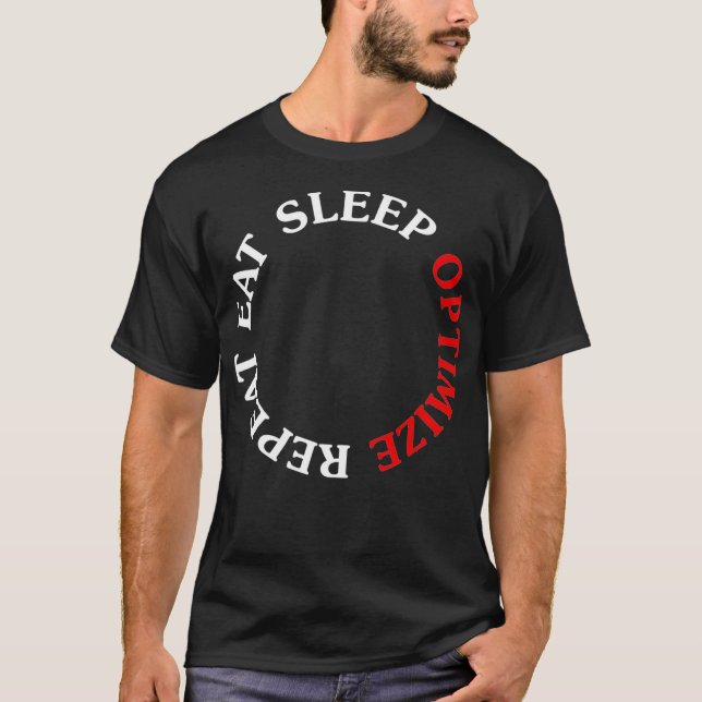 Camiseta Coma o sono Otimize o Repetir Engraçado Internet M (Frente)