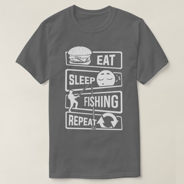 Camiseta Coma O Sono Pesca Repetida Angler Fish Pescador (Frente do Design)