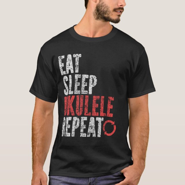 Camiseta Coma o sono Ukulele Repetir (Frente)