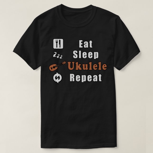 Camiseta Coma o sono Ukulele Repetir (Frente do Design)