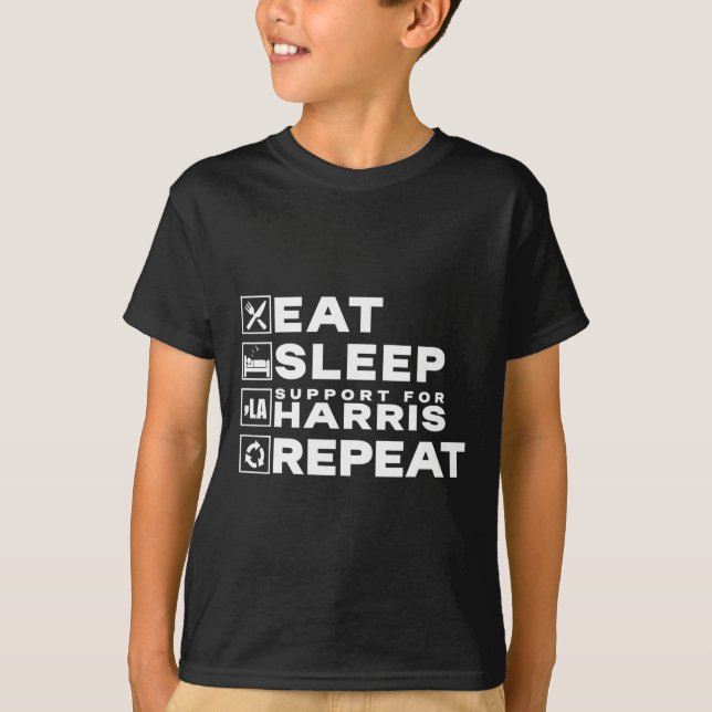 Camiseta Coma o Suporte ao Sono Harris Repeat Kamala Harris (Frente)