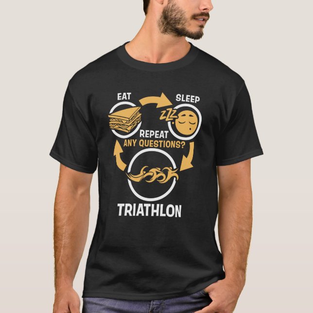 Camiseta Coma o Triathlon engraçado da repetição do (Frente)