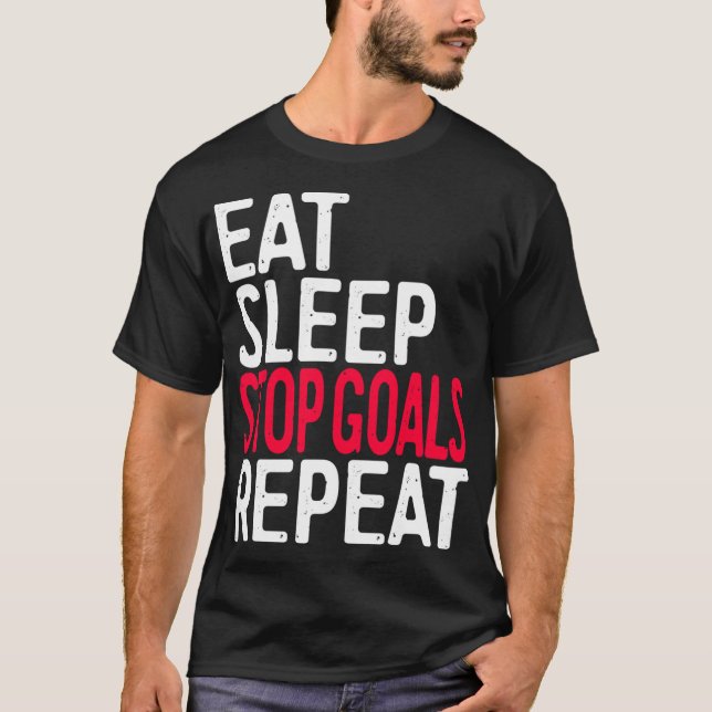 Camiseta Coma Objetivos de Parada de Sono Repetir Camisa-T  (Frente)