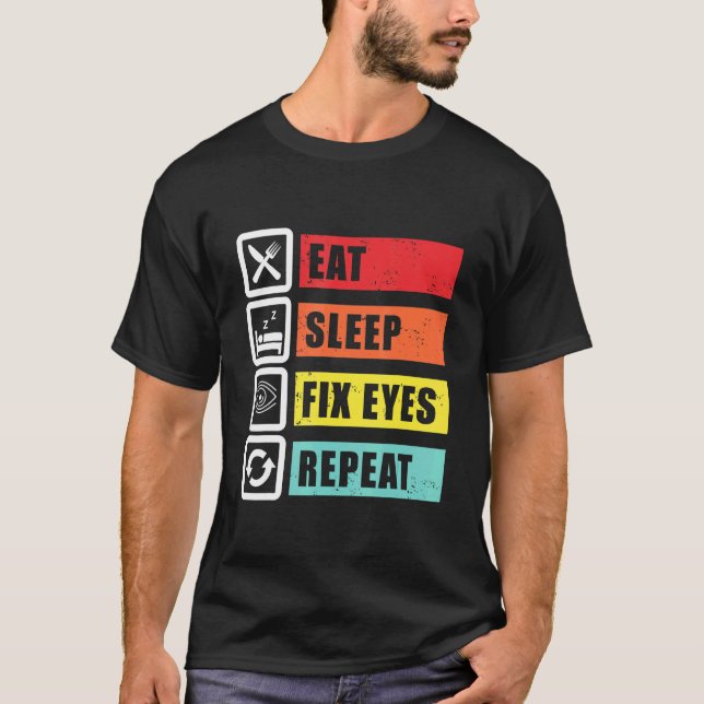 Camiseta Coma Olhos Ópticos Oftalmologistas Contac (Frente)