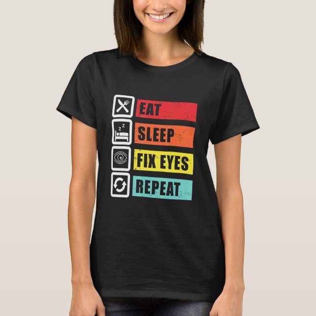 Camiseta Coma Olhos Ópticos Oftalmologistas Contac (Frente)