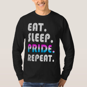 Camiseta Coma Orgulho Sono Repita Bandeira LGBTQ Fluido de