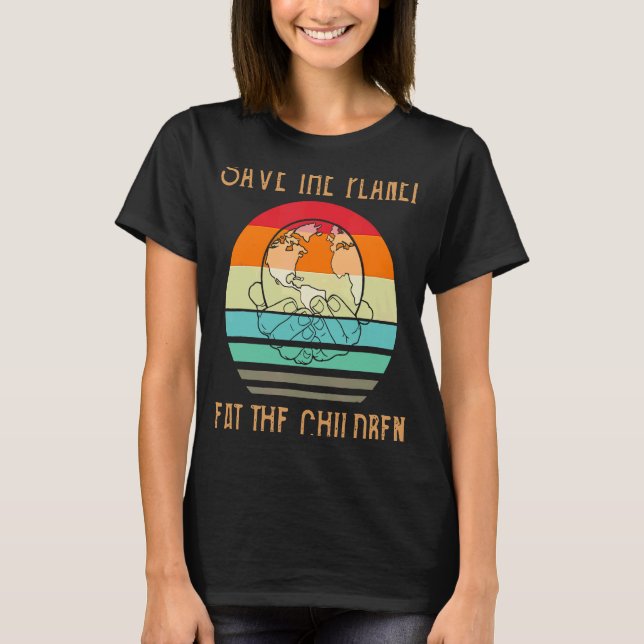 Camiseta Coma Os Bebês Salva O Planeta Coma Crianças Subind (Frente)