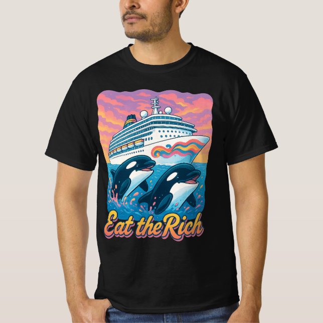 Camiseta Coma Os Ricos Baleia 90s Orca Baleia Animal Iate  (Frente)