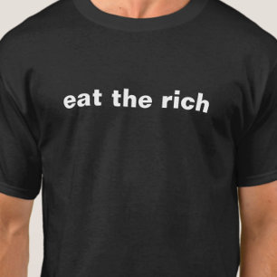 Camiseta Coma os Ricos Minimalista Sátira Política em Branc