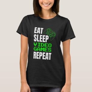 Camiseta Coma os Videos games de repouso e repita o control