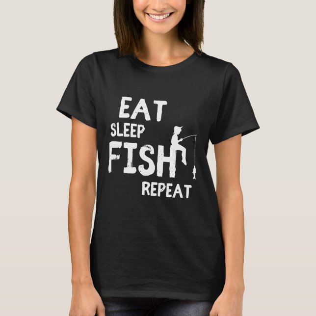 Camiseta Coma Peixe Dormindo Repete Branco Para Um Fundo Es (Frente)