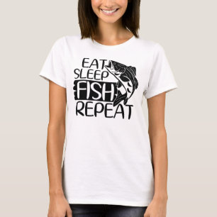 Camiseta Coma Peixe Dormindo Repete Pesca Engraçada