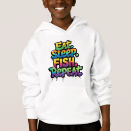 Camiseta Coma Peixe Dormir Repita Grafite Arco-íris