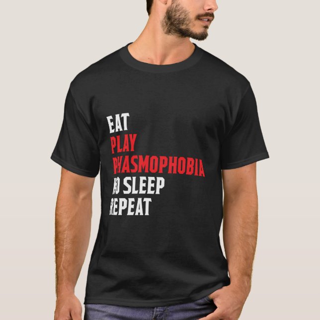 Camiseta Coma Phasmofobia Repita Engraçado Streamer (Frente)