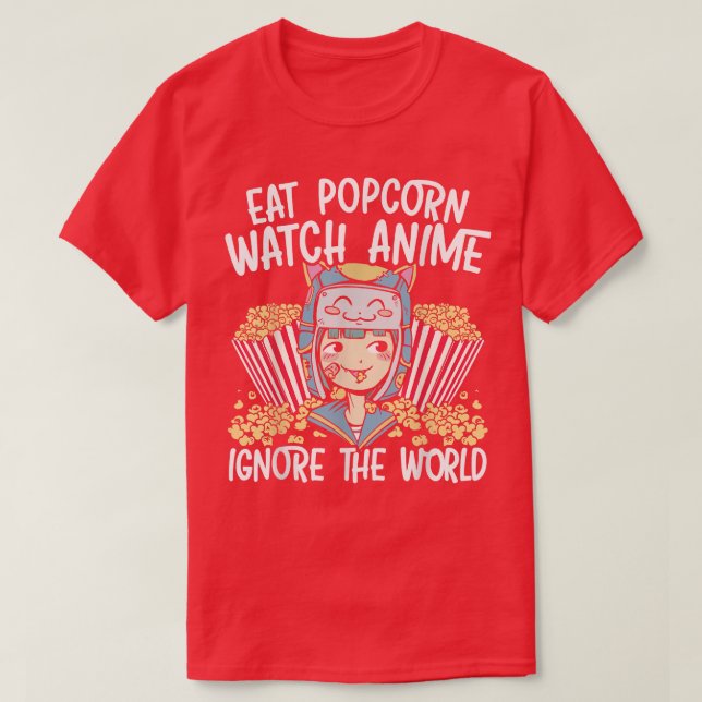 Camiseta Coma Pipoca Assista Anime Ignore O Homem Otaku Mun (Frente do Design)