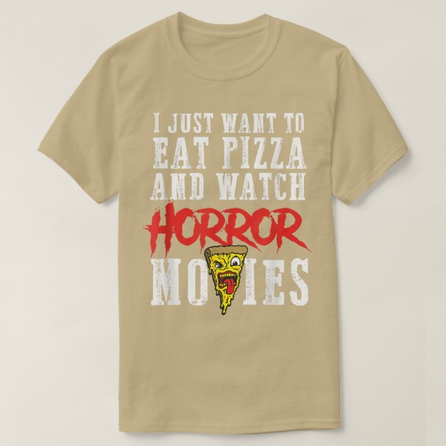 Camiseta Coma pizza assista filmes de terror horror horror  (Frente do Design)