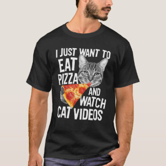 Camiseta Coma Pizza Assista Vídeos Gatos Comida Engraçada G