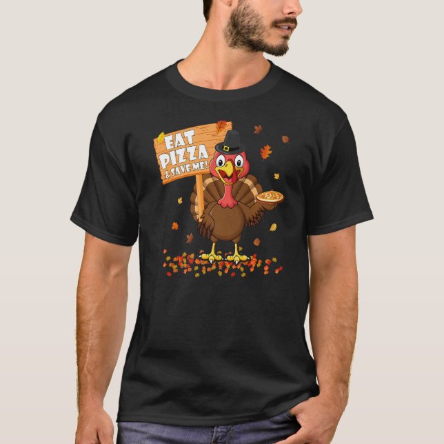 Camiseta Coma Pizza e Salve Turquia Adultos Vegan Kids Graç (Frente)
