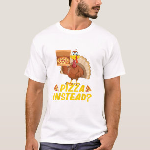 Camiseta Coma pizza em vez de peru no Dia de Ação de Graças