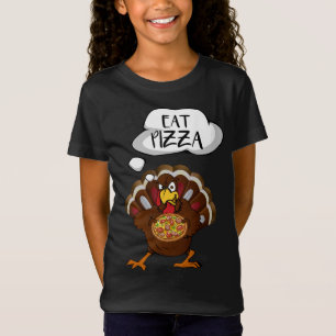 Camiseta Coma Pizza Engraçado Ação de Graças Vegan Crianças