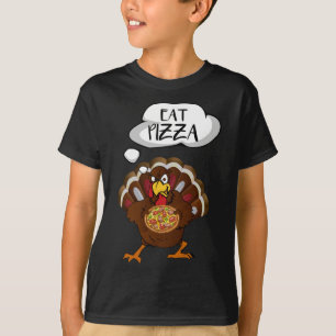 Camiseta Coma Pizza Engraçado Ação de Graças Vegan Crianças