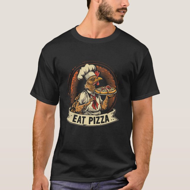 Camiseta Coma Pizza Engraçado Dia de Ação de Graças Turca M (Frente)