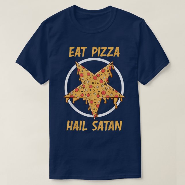 Camiseta Coma Pizza Hail Satã Devil Pizza (Frente do Design)