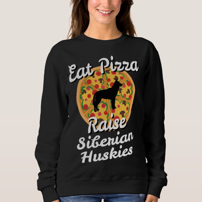 Camiseta Coma Pizza Levanta Cães Siberianos Cães Cachorros  (Frente)