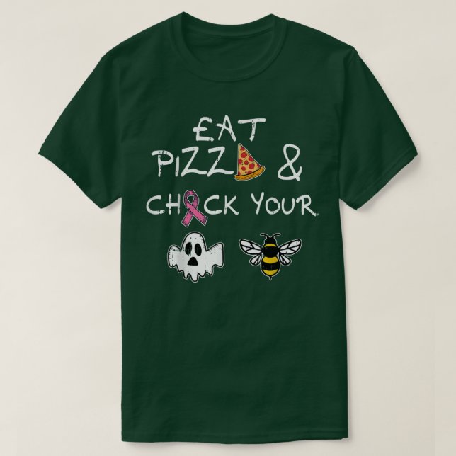 Camiseta Coma Pizza Verifique Sua Bela Bela Mama De Hallowe (Frente do Design)