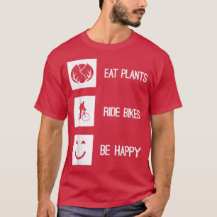 Camiseta Coma Plantas Andam Bikes Sentem-Se Felizes Vegan V