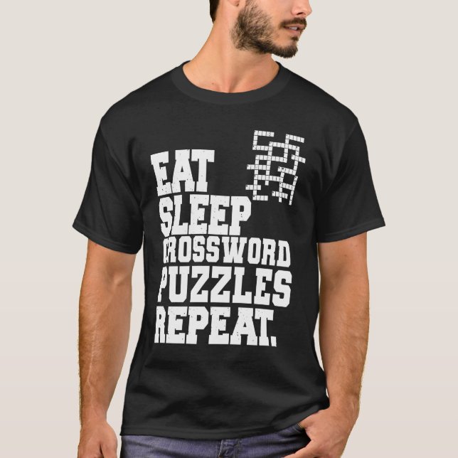 Camiseta Coma Quebra-cabeça de Palavra-Cruzada do Sleep Rep (Frente)