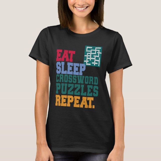 Camiseta Coma Quebra-cabeça de Palavra-Cruzada do Sleep Rep (Frente)