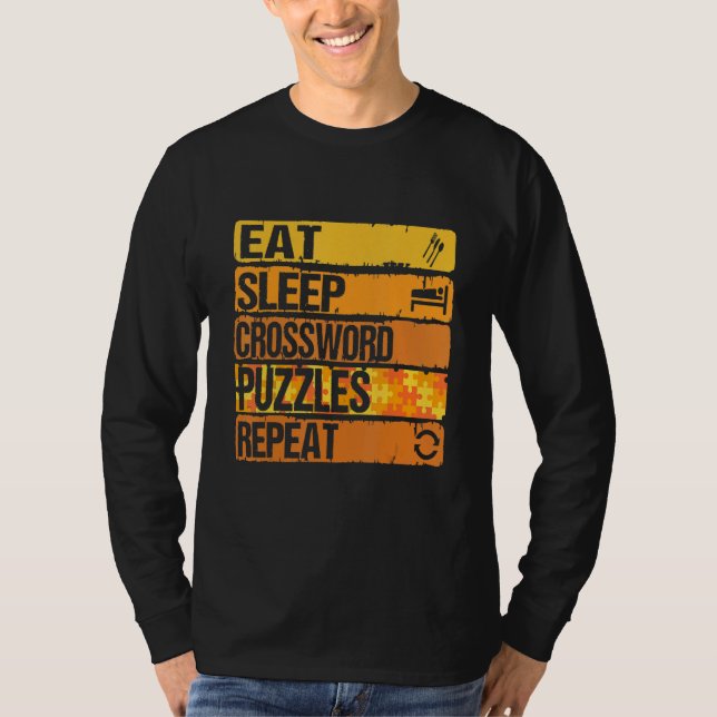Camiseta Coma Quebra-cabeça de Palavra-Cruzada Repetição de (Frente)