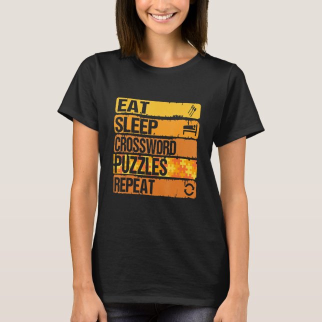 Camiseta Coma Quebra-cabeça de Palavra-Cruzada Repetição de (Frente)
