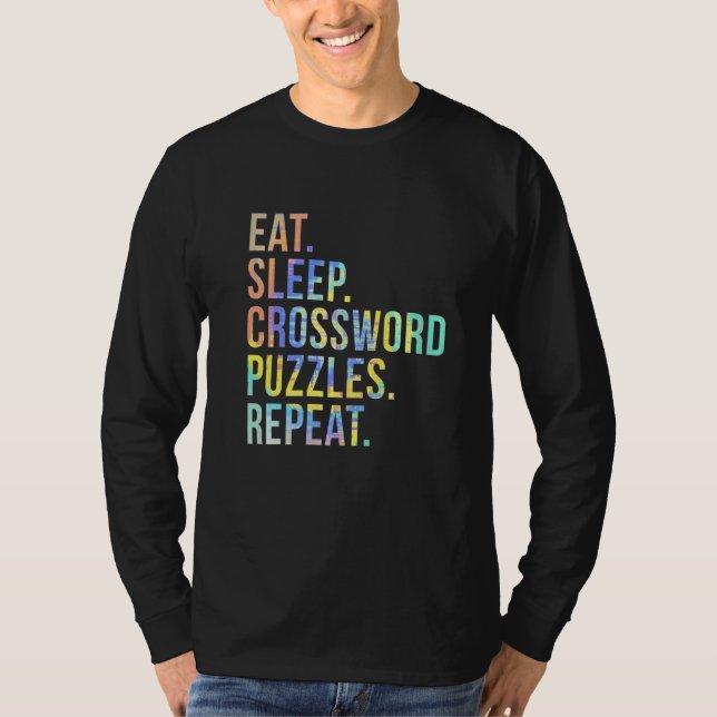 Camiseta Coma Quebra-cabeça de Palavras Cruzadas Repetir Co (Frente)