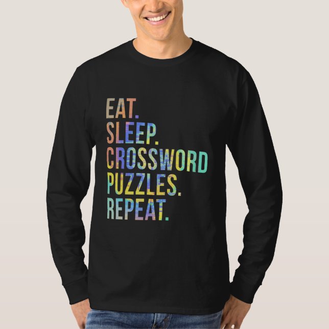 Camiseta Coma Quebra-cabeça de Palavras Cruzadas Repetir Co (Frente)