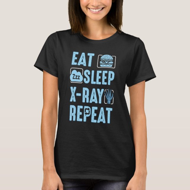 Camiseta Coma Rad Tech de Rad Tech Repetidamente Raio-X (Frente)