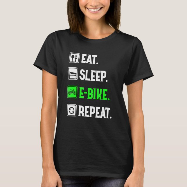 Camiseta Coma Repetições E-Bike Do Sono, Amor À E-Bike, Eng (Frente)