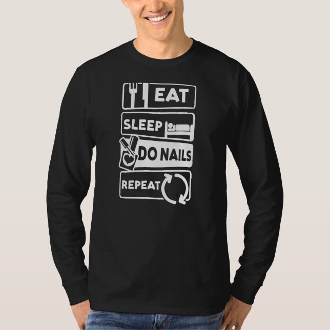 Camiseta Coma Repouso Do Unhas Repetir Nail Tech 1 (Frente)
