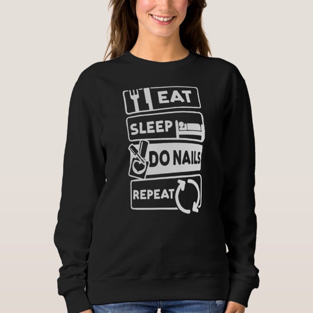 Camiseta Coma Repouso Do Unhas Repetir Nail Tech 1 (Frente)
