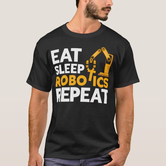 Camiseta Coma Robot Repetir Engenheiro de Robótica (Frente)