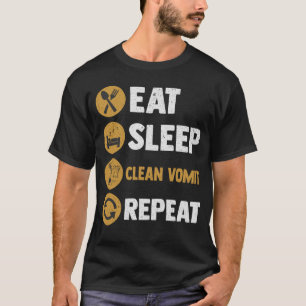 Camiseta Coma roupa limpa do vômito do sono Repetidamente p