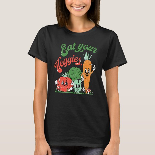 Camiseta Coma Seu Veggies Tomate Broccoli Vintage (Frente)