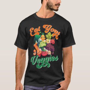 Camiseta Coma Seus Legumes Fofos Kawaii Vegan Fazendinha In