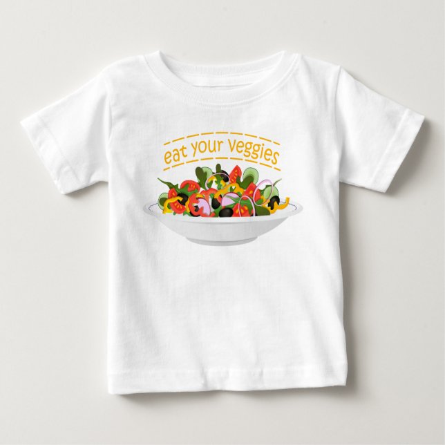 Camiseta Coma seus vegetais Cite salada fresca misturar tig (Frente)