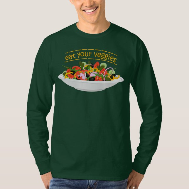 Camiseta Coma seus vegetais Cite salada fresca misturar tig (Frente)
